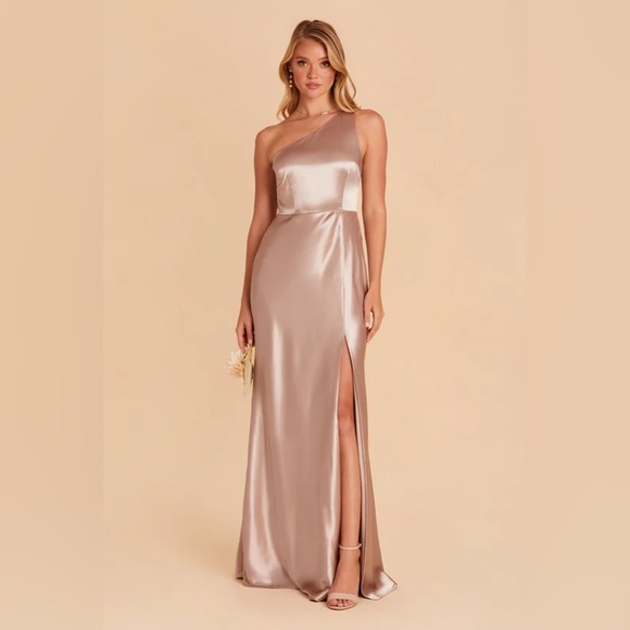 Birdy Grey Kira Dress Shiny Satin Taupe - Picture 1 of 4